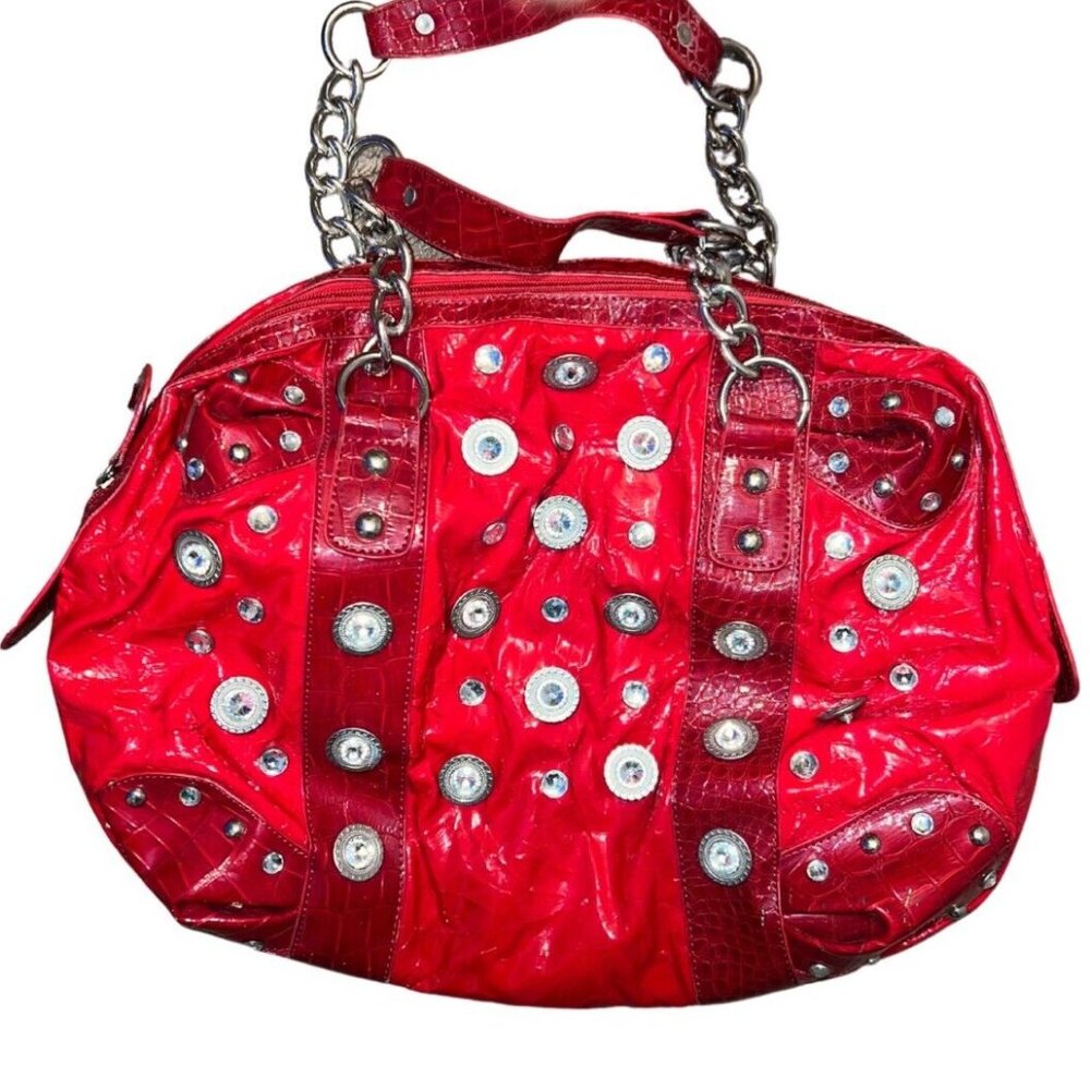 Red Designer Style Patent Leather Purse